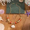 Collar de Conchas Marinas Lujo Accesible Estilo Vacacional de Gama Alta Bohemio Fresco Cadena Corta para Clavícula Playa para Mujer
