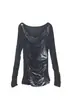 Camiseta Feminina Ajustada Estética Retrô Europeia e Americana Transfronteiriça Primavera e Outono Novo Top Y2K Hot Girl Estilo Casual Versátil