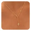 Collar Creativo Nuevo con Incrustaciones de Diamantes en Forma de Cruz, Ajustable, Cadena Sencilla para Clavícula de Uso Diario, Regalo de Pascua