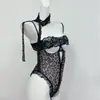 Sexy Camisón Transparente de Encaje con Estampado de Leopardo para Noche de Citas, No Necesita Quitarse, Ropa de Dormir Erótica para Mujeres, Camisón de Malla Ajustado para Sesión de Fotos Privada