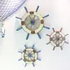 Estilo Mediterrâneo Criativo Madeira Maciça Barco Americano Antigo Roda de Leme Pendurada na Parede Artesanato de Timoneiro Decorações