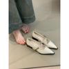Zapatos de Cuero Simples y Versátiles para Mujer con una Sola Correa, Adecuados para el Trayecto Diario, con Punta Fina y Apertura Baja, Estilo Mary Jane