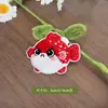 Parches bordados de pez globo versión Q de dibujos animados en stock al por mayor, insignias autoadhesivas bordadas por computadora, accesorios para ropa, pegatinas de parches