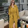 Cortavientos Largo para Mujer 2025 Primavera y Otoño Negro Estilo Coreano talla extra Pequeño Popular Abrigo Estilo Británico Abrigo hasta la rodilla
