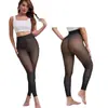9/10 leggings pretos semitransparentes para uso transfronteiriço, aspecto transparente falso, outono e inverno, plus size, forrados com fleece, para mulheres, na cor cinza de comissária de bordo