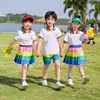 Uniformes Escolares Primários, Conjuntos de Manga Curta de Verão, 61 Uniformes da Turma de Cheerleading, Uniformes de Jardim de Infância, Uniformes de Performance de Coro Estilo Chinês
