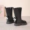 Botas de Cuero de Media Caña de Moda para Niñas 2026 Otoño/Invierno Nuevo Estilo Lazo Estilo Princesa Botas Largas Suela Suave Antideslizante Moda Botas para Niños
