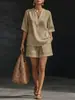 Conjunto de Moda Casual Transfronteiriço Verão 2026 Novo Conjunto Solto Plus Size Comércio Exterior Manga Curta Cor Sólida Conjunto de Duas Peças Tendência