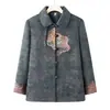 Chaqueta de Otoño para Abuela de 60 Años, Top Abotonado Estilo Chino de Moda para Madre de Mediana Edad y Anciana, Traje Tang para Señora Mayor