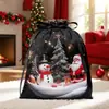 Bolsa Personalizada de Dulces Navideños Transfronteriza de Satén con Doble Cordón Bolsa de Almacenamiento Bolsa de Regalo de Navidad con Cordón Bolsa de Regalo al por Mayor