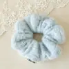 Goma para el pelo de felpa tejida azul suave estilo coreano para mujer, accesorio para el pelo extragrande, goma para el pelo para otoño e invierno, estilo fresco y simple