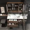 Nuevo juego de mueble de baño estilo chino con lavabo integrado de cerámica y madera maciza