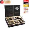 Conjunto de talheres de aço inoxidável Amazon transfronteiriço Faca de bife estrela diamante, garfo e colher caixa flip talheres ocidentais presente talheres