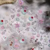 Pegatinas para Uñas Estilo Dibujo Animado Japonés Cielo Vacaciones Gatito Flor de Plumeria Pastel Lindas Decorativas en Relieve para Uñas DIY