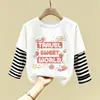 Camiseta de dibujos animados casual de otoño estilo coreano para niños, camiseta básica elegante de algodón puro para primavera y otoño, manga larga para niñas