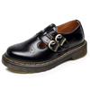 MARYJANE Zapatos Mary Jane 8065 Piel Genuina Caña Baja Botas Martin Estudiante Moda Británica Casual Zapatos de Piel para Mujer