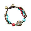 Diseño Nicho Retro Nepalés Método Antiguo Cuentas de Cobre Pulsera Femenina Estilo Xizang Estilo Étnico Distintivo Simple Tejido Pulsera Azul