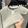 Sudadera gruesa de peso pesado para hombre, efecto dos piezas, forro polar térmico, ultrasuave, moderna, cálida, nueva camiseta base de otoño para hombre