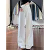 Calça jeans branca wide leg feminina, nova coleção de outono, cintura alta, caimento solto, modeladora, versátil, com caimento fluido, plus size, perna reta, calça comprida