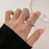 Anillo de Lujo de Nuevo Estilo Simple y Elegante Transfronterizo para Mujer, Banda Geométrica Lisa Personalizada, Anillo Abierto de Circonita al por Mayor