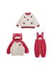 Traje de la serie Bear para niña Wurib, chaqueta de felpa con capucha gruesa y forro polar, suéter de lunares de sésamo, mono