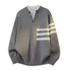 -1193 Venta Caliente Transfronteriza Marca de Moda Suéter de Punto Raya Falsa Dos Piezas. Negro Gris Marrón Gris Oscuro En Stock