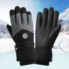 Guantes de Algodón y Cuero Grandes de Invierno para Hombres y Mujeres con Felpa Adicional Espesos Antideslizantes Cálidos para Exterior Montar Guantes Antideslizantes con Pantalla Táctil Venta al por Mayor