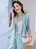 Terno de Verão Feminino High-end 2025 Novo Casaco de Terno Casual Fino Roupa de Negócios Conjunto de Duas Peças para o Verão