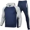 Conjunto de sudadera con capucha para hombre de marca de moda para otoño e invierno con forro polar y mangas raglán, moderno conjunto de sudadera de comercio exterior para Amazon