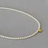 Elegante e Simples Estilo Francês Pérola de Cristal Imitação Contas Pequeno Grão de Ouro Delicada Corrente para Clavícula de Commute Diário para Mulheres