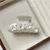 Elegante Presilha de Cabelo Estilo Francês com Design de Trevo, Presilha de Cabelo de Acetato de Trevo da Sorte para a Parte de Trás da Cabeça, Acessório de Cabelo Presilha Tubarão para Mulheres