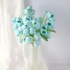 Terminado Crochet de Hilo Hecho a Mano Multicolor Rama de Lirio del Valle de 9 Cabezas Lindo de Cuatro Hilos Decoración de Atmósfera de Escritorio Flor Eterna Festiva