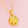 Novo Pingente de Ouro de Areia Vietnamita Exquisite Pequena Flor Colar Joias para Mulheres, Cobre Banhado a Ouro Imitation Acessórios de Casamento de Ouro Espesso