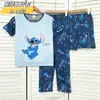 Pijama de Verano para Niños Conjunto de Tres Piezas con Camiseta de Manga Corta, Shorts y Pantalones Largos para Niños y Niñas Ropa de Casa de Dibujos Animados para Niños Pequeños y Medianos Estilo de Dibujos Animados