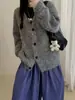 Suéter Cardigan de Tricô Grosso Estilo Coreano Preguiçoso Outono 2026 Novo para Mulheres, Casaco Solto de Manga Longa, Tricô Vintage