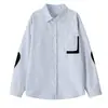 Camisa de manga comprida NASA ABOUT com retalhos listrados para homens, novo estilo outono, retalhos color-block, gola de lapela, jaqueta casual solta