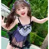 Falda para Traje de Baño de Niña Falda Tutú de Gasa Lentejuelas Traje de Baño Infantil Dibujos Animados Kuromi Lindo Disfraz de Actuación