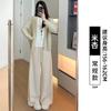 Pantalones de Patrón Espiga Estilo Chanel para Mujer, Otoño/Invierno 2026 Nuevos de Cintura Alta Sueltos Adelgazantes Estilo Perezoso Casual de Pierna Ancha