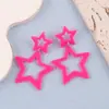 Pendientes de Tendencia de Moda Estrella de Cinco Puntas Hueca Pendientes de Acrílico Color Fluorescente Europeo y Americano Estrella Pendientes Distintivos Joyería para Orejas para Mujeres