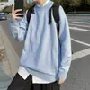 Suéter de color liso con cuello redondo para hombre, primavera y otoño, estilo Hong Kong, suéter holgado para pareja, jersey sencillo versátil, camisa base suéter