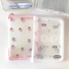 Bolsa de Armazenamento Portátil Transparente com Padrão Diagonal Tamanho A6A5 para Crachás, Cartões Pequenos, Adesivos, Materiais de Journaling, Morandi Dz