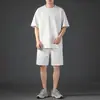 Novo Conjunto Esportivo Casual de Verão 2026 para Homens, Tecido Listrado 260g, Conjunto de Camiseta de Gola Redonda + Shorts