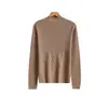Suéter de malha de lã sem costura com gola alta discreta, lavável à máquina, padrão espinha de peixe, 26 outono/inverno, manga longa, camada base, top slim fit