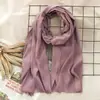 Novo Lenço Artístico Outono e Inverno 2024 Feminino de Algodão e Linho Japonês e Coreano Cor Lisa Novo Produto Atacado Lenço de Linho Duas Cores