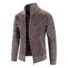 2024 comércio exterior novo primavera e outono forrado com fleece tamanho plus size masculino xadrez casual gola alta cardigã suéter de manga longa casaco