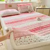 [Calidad Verificada] Funda de Colchón de Terciopelo de Leche con Banda Elástica Fija, Colcha Cálida, Manta para Dormitorio de Estudiante, Protector de Cama Individual