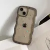 Funda de Resina Brillante con Borde Ondulado Adecuada para Funda de Teléfono Apple 16 Pro Max, Cubierta Protectora 17 Estrella, 15 Pro Funda Transparente, 11