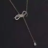 Colar com laço feminino microcravejado Hao luz luxo corrente clavícula nicho moda joias de alta qualidade atacado
