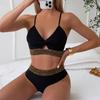 Traje de baño de dos piezas transfronterizo europeo y americano Color sólido con cordones Sexy Espalda descubierta Retorcido Bolsa con cinta Bikini popular en Amazon