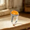 Pulsera Artística Retro Plateada Plata s925 Conjunto con Anillo de Cera de Abeja Viejo Apertura Anillo Elegante para Mujer Todo Combina